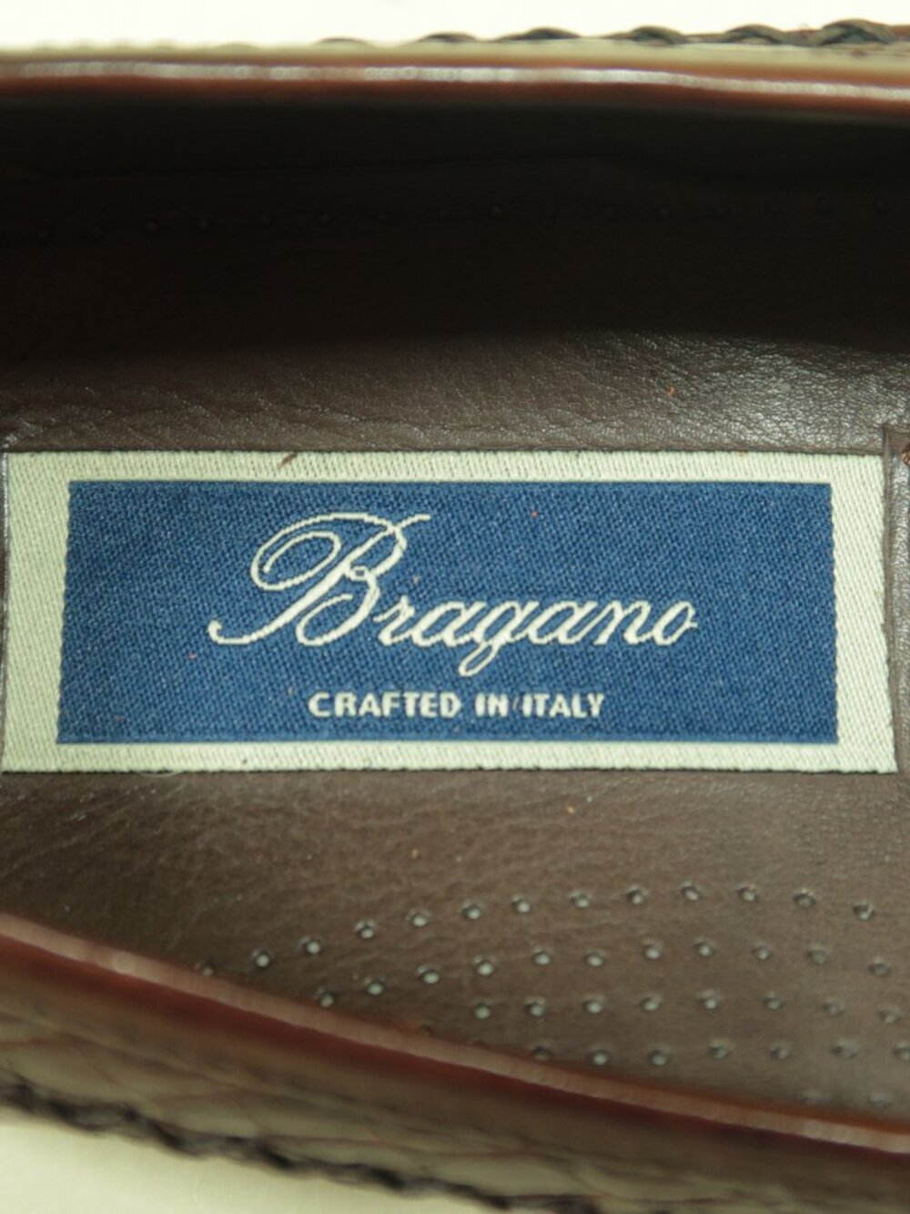 Vintage Bragano Crocodile Vamp Leather Loafers Shoes Mens 8.5M Brown Moc Toe - Picture 9 of 9